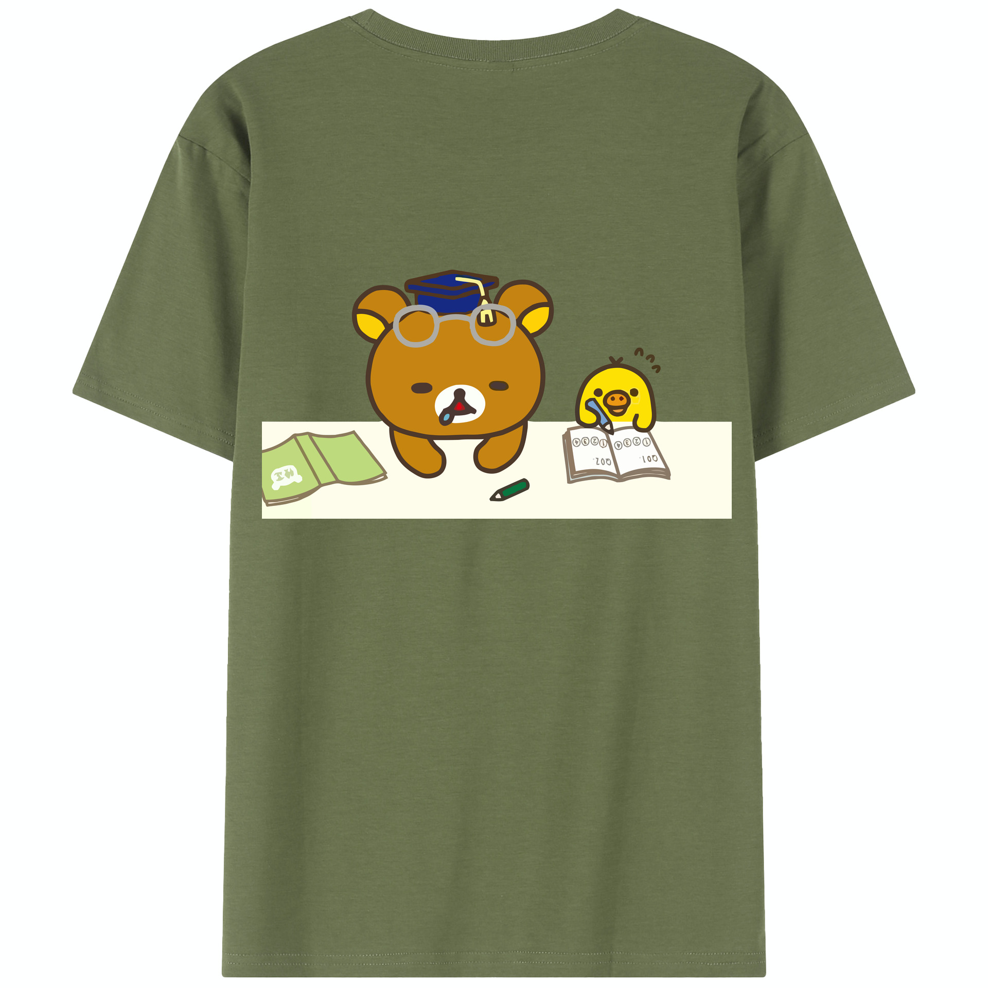 （画像用） リラックマ リラックマ キイロイトリ Rilakkuma Korilakkuma Kiiroitori 綿100％半袖Tシャツ（背面プリント）